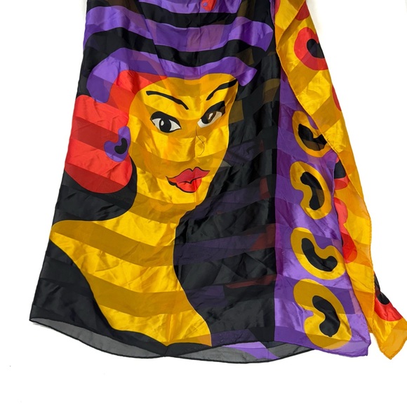 Retro Bright Kate Scarf Satan Bold Sheer Wrap - Picture 3 of 9